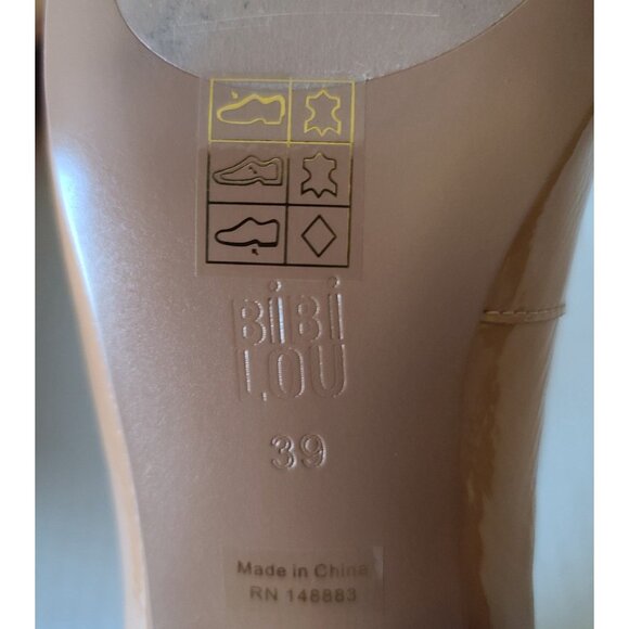 Anthropologie Bibi Lou Heeled Ballet Pumps Patent Leather Shoes Bow EU 39 Camel - Picture 8 of 9